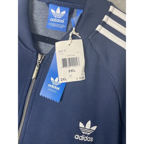 Vintage Adidas Original Superstar Track Jacket Mens 2XL Navy Blue AB9715 NWT - Picture 4 of 11